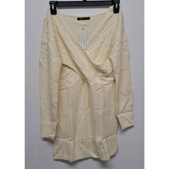 Simplee Elegant Wrap Batwing Sleeve Pullover Sweater Dress V Neck Sexy Knit Sz S - Picture 1 of 12